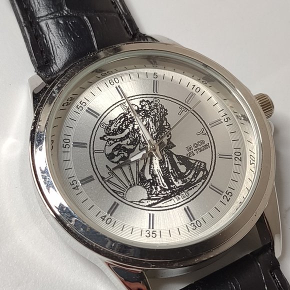 In God We Trust Silver Tone And Black Band Watch - Picture 3 of 14